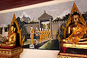 Chiang Mai - Wat Phra That Doi Suthep. The walls of the gallery are covered with Buddha statues and mural paintings of Jataka and tales of the previous lives of the Buddha. 